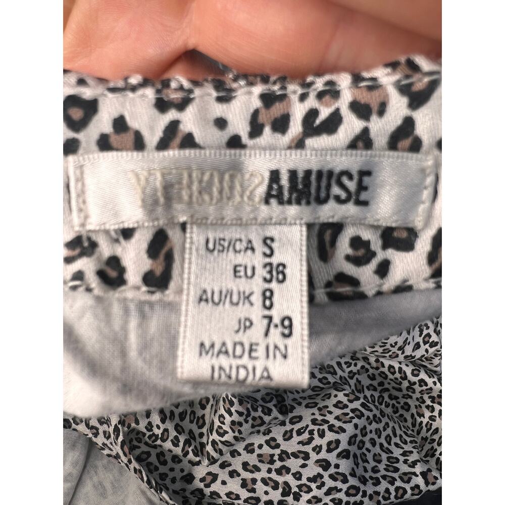 Amuse Society Leopard Print Ruffle Wrap Mini Dress Women Small black/white - Picture 7 of 10